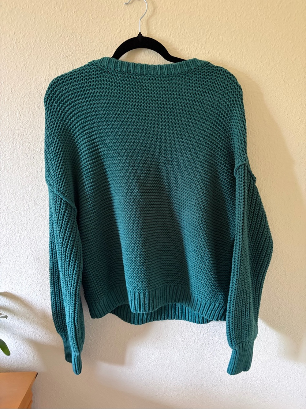 Free People Leslie Cable Knit Green Sweater Size Small - Picture 4 of 6